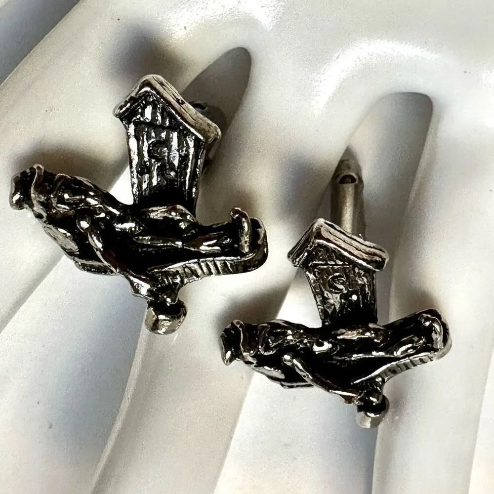 Hillbilly by outhouse silver tone cufflinks